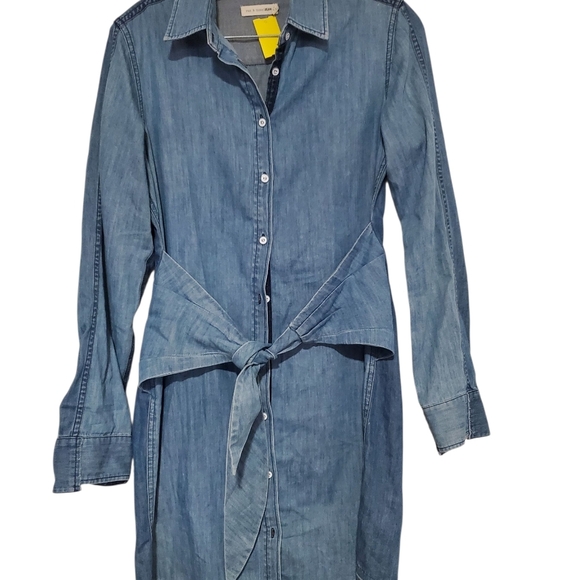 Rag And Bone Indigo Blue Denim Destroyed Sadie Dress Size Small - Picture 3 of 5
